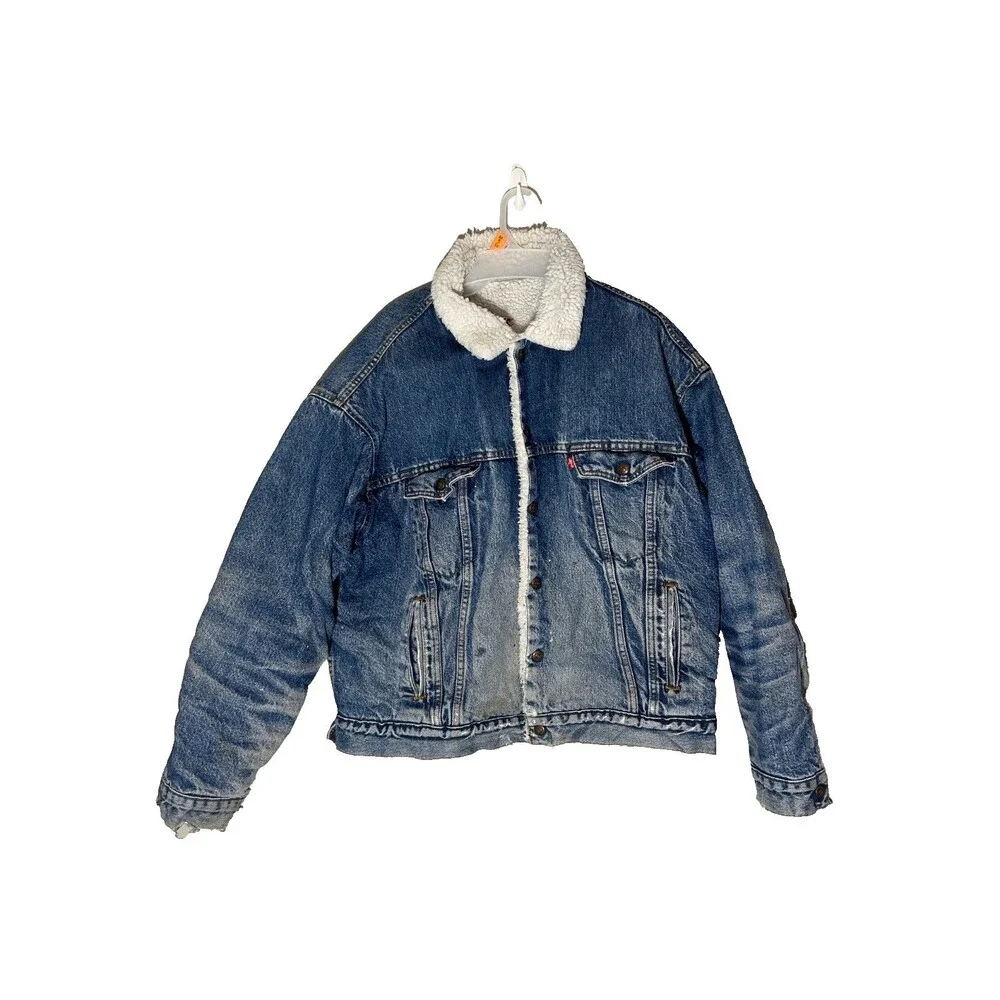 Vintage VTG 80s Levi’s Sherpa Lined Light Trucker Denim Jacket USA Size XL